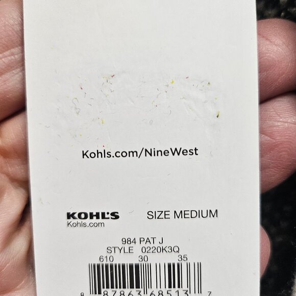 New With Tags Nine West Black Cream And Metallic Gray Camo Long Cardigan Size Me - Picture 3 of 11